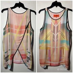 Clover Canyon Split Back Geometric Design Sleeveless Top Made in USA Size Large